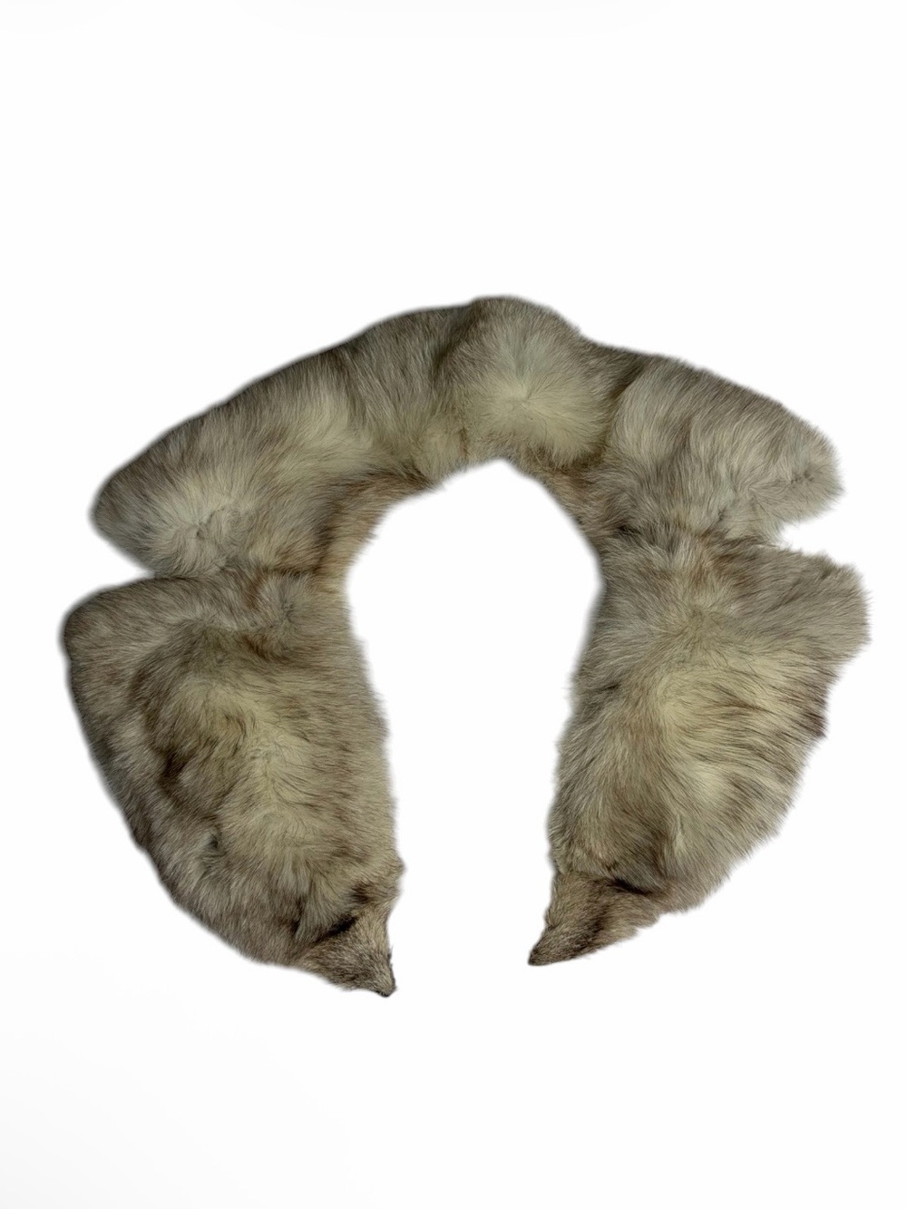 Vintage cream & gray genuine fur diy wrap collar